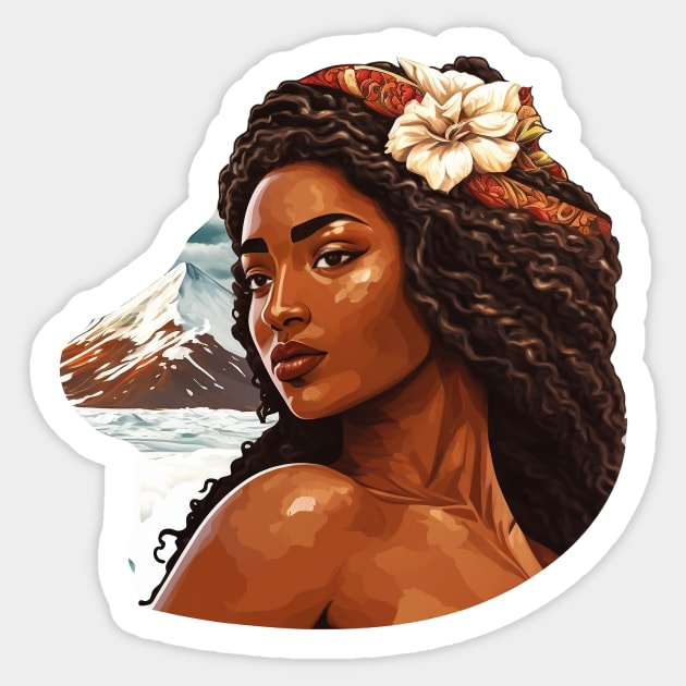 Poli'ahu Hawaiian Goddess of Snow Mauna Kea Illustration Mythology Sticker by peachycrossing